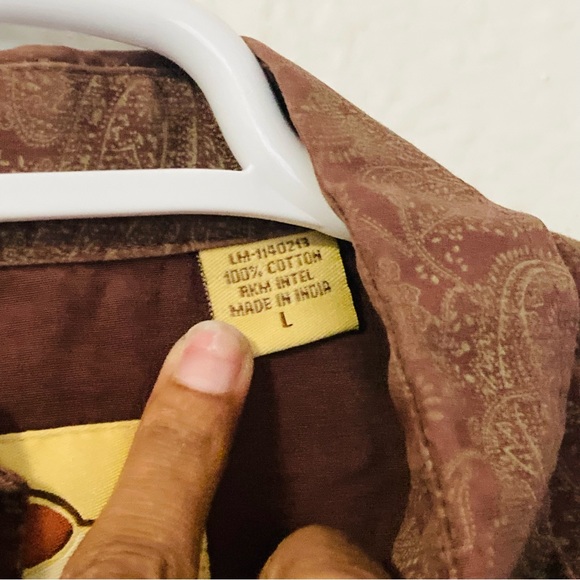 Vintage Larry Mahan Western Brown Paisley Cowboy Collection Rodeo Shirt Sz L - Picture 7 of 9